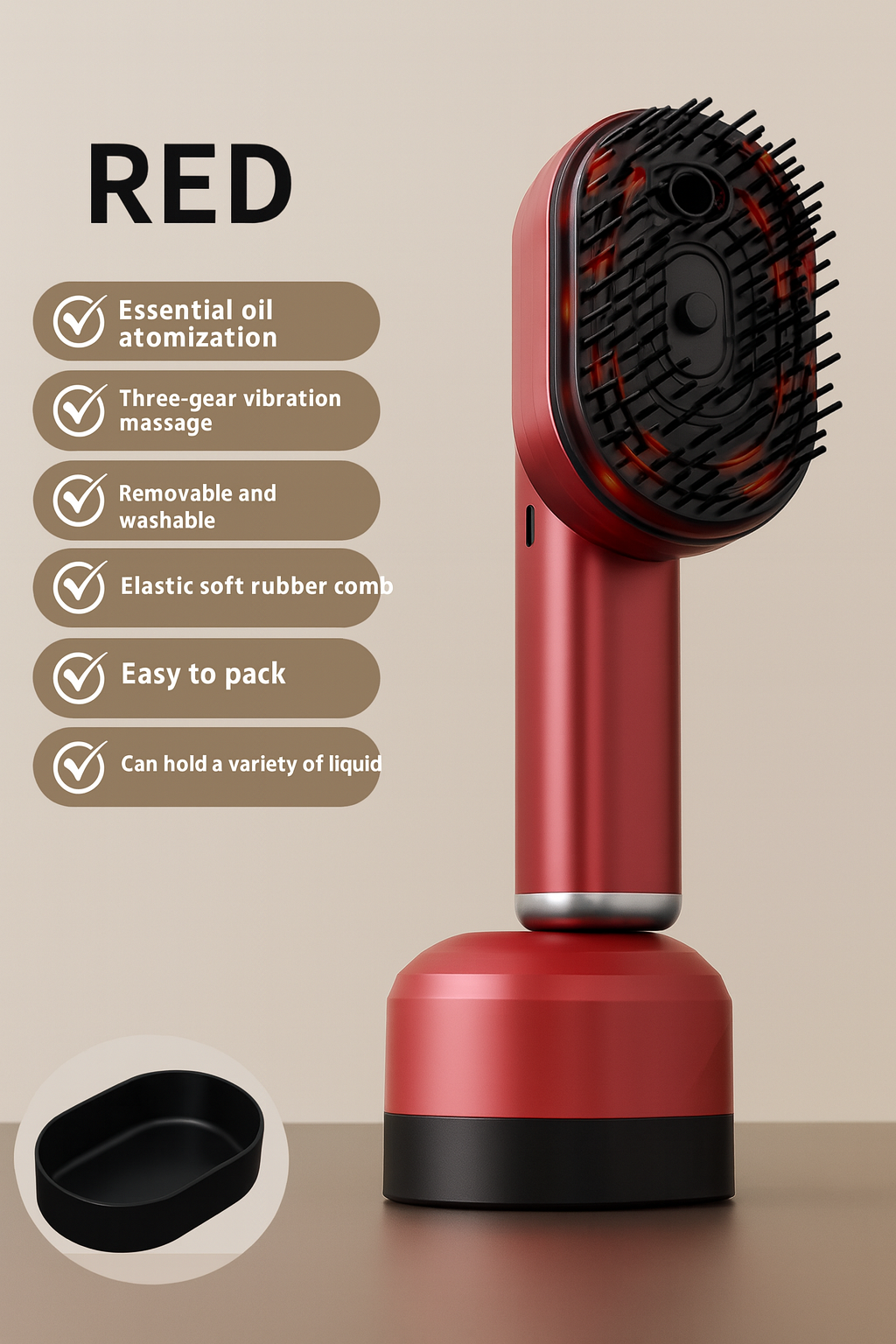 Scalp Top Care™ 3 Modes Small Electric Massage Comb Portable, Head Essence Oil Applicator