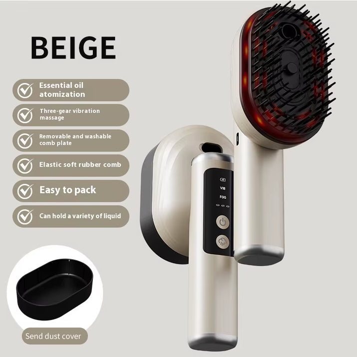 Electric Vibration Massage Comb Red Light Hair Care Head Massager Essential Oil Atomization Function Hair Growth Relieve Pressur